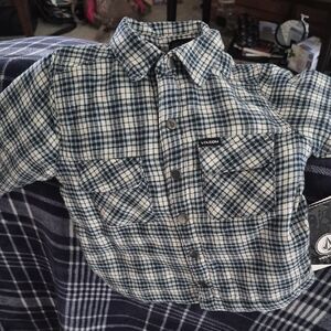 Volcom Navy and White Checkered Shirt